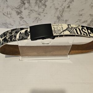 Cirque du Soleil Cream Leather Belt Metal Buckle Dare to Dream . 45 Inches